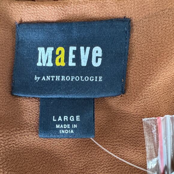 MAEVE by Anthropologie Top Size L Brown Embellished Cutwork Cross Back Tank NWT - Picture 9 of 16